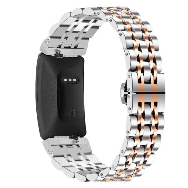 Fitbit Inspire / Inspire HR perlearmbånd i rustfrit stål - Sølv / Rødguld Silver grey