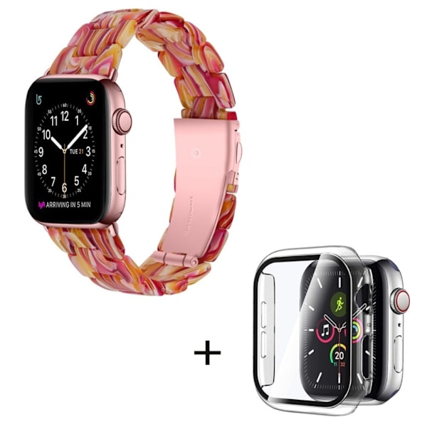 3 helmen hartsityylinen kellohihna kirkkaalla suojuksella Apple Watch Series 3/2/1 42mm - Punainen Sekoitus Red