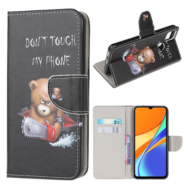 Wonderland Xiaomi Redmi 9C Flip etui - Vred bjørn og warning words Black