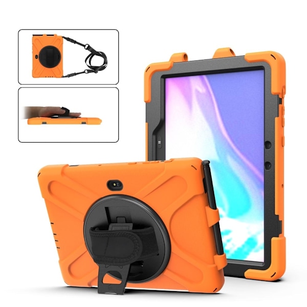 Samsung Galaxy Tab Active Pro / Active4 Pro X-muotoinen silikonisuojus hihnalla - Oranssi Orange
