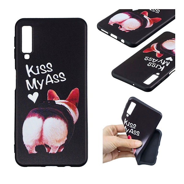 Samsung Galaxy A7 (2018) beskyttelsesetui i silikone med mønster - "Kiss My Ass" Multicolor