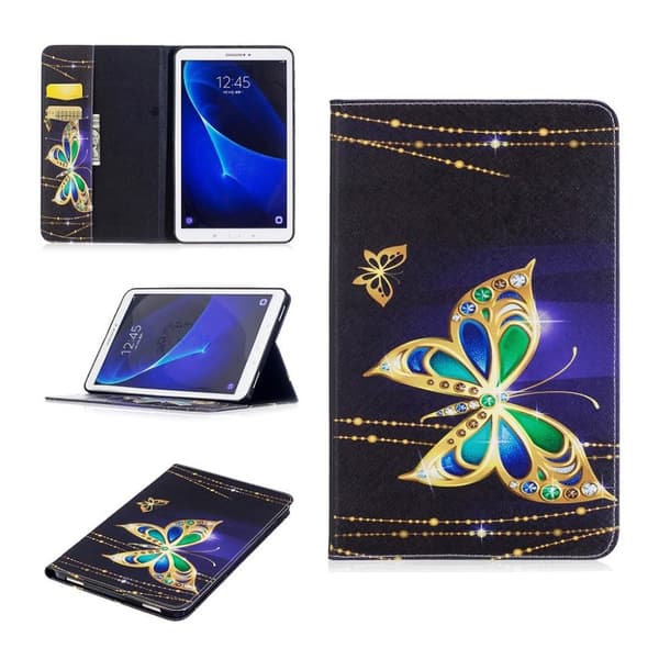 Samsung Galaxy Tab A 10.1 (2016) Charmerende læder etui - Smuk sommerfugl Multicolor