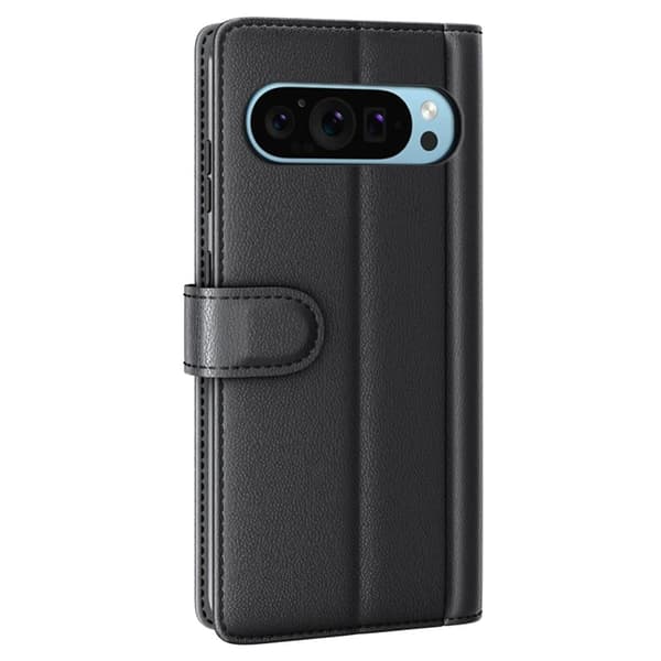 Google Pixel 9 ægte læderetui med kreditkortlommer - Sort Black