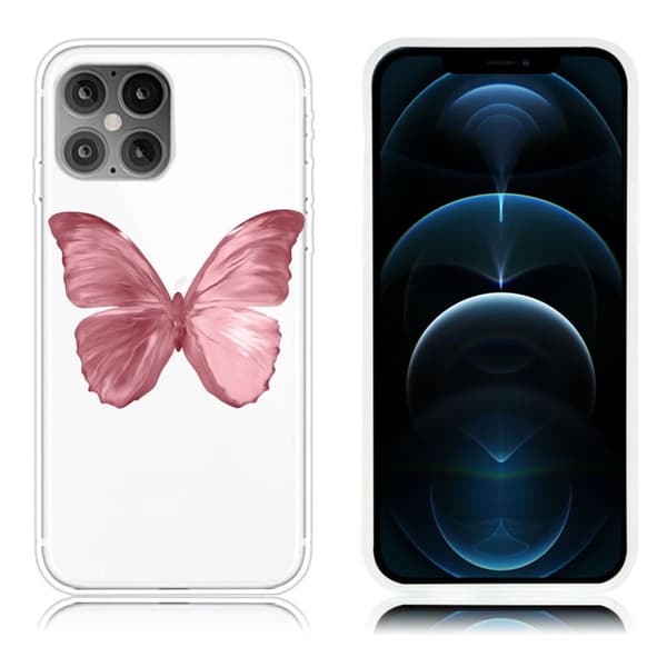 Butterfly iPhone 12 Pro Max nahkakotelo - Kaunis Perhonen Pink