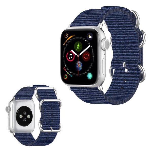 Apple Watch Series 5 40mm stribe Mønster nylon urrem - Mørkeblå Blue