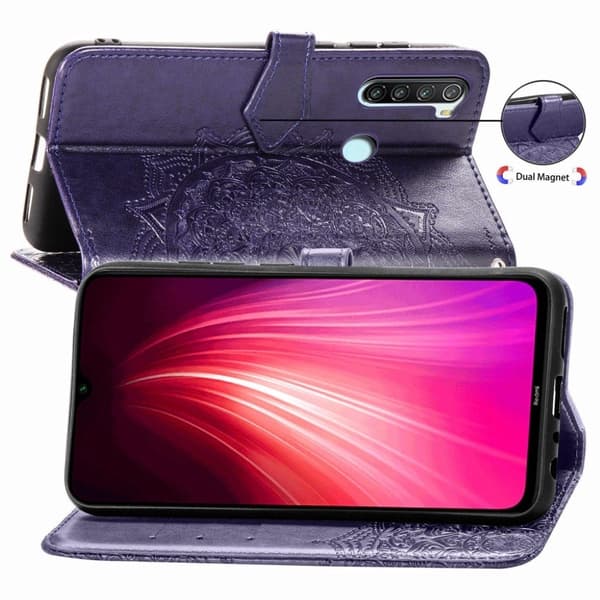 Mandala Xiaomi Redmi Note 8 Flip kotelot - Violetti Purple