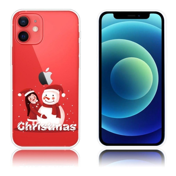 Christmas iPhone 12 Mini case - Girl and Snowman White