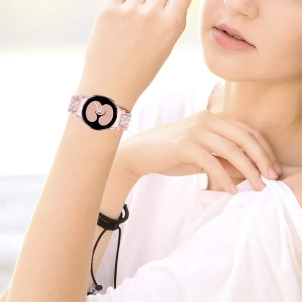 Urrem med rhinestone i rustfrit stål til Samsung Galaxy Watch 4 - Lyserød Rose Pink