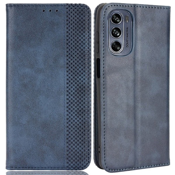 Bofink Vintage läder Motorola Moto G62 5G fodral - Blå Blå