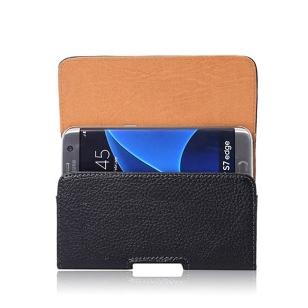 Universelt læder-etui til Samsung Galaxy S7 Edge G935, størrelse: 155 x 80 x 18mm Black