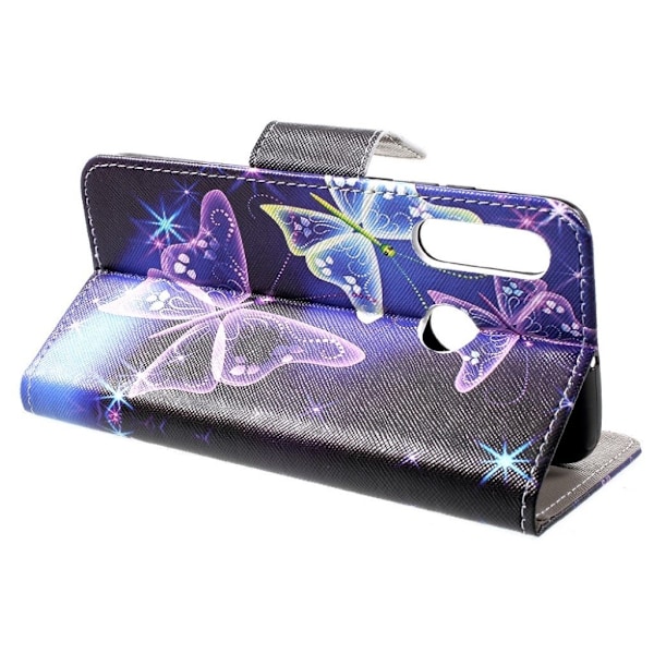 Huawei P30 Lite mønstret læder flip etui - Smukke Sommerfugle Multicolor