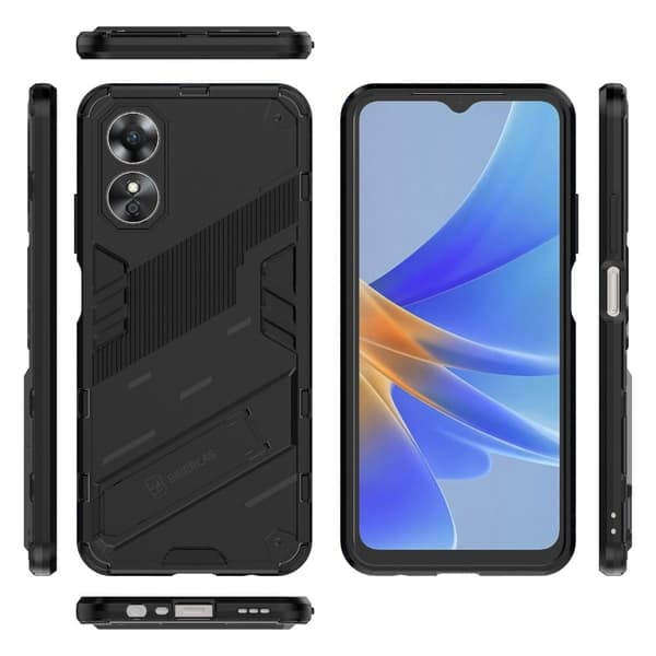 Støtsikkert hybriddeksel med et moderne preg for Oppo A17 - Svart Black