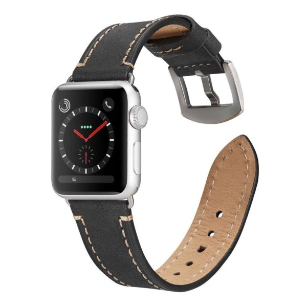 Crazy Horse Apple Watch Series 4 40mm ægte læder Urrem - Sort Black