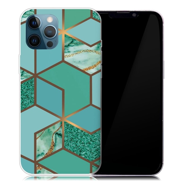 Marble iPhone 13 Pro Suojakotelo - Teal Marble Tile Green