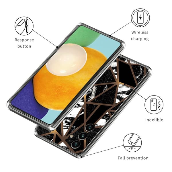 Marble Samsung Galaxy M14 Suojakotelo - Black Tile Fragments Black