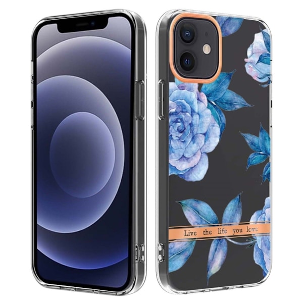 Supertunt och tåligt mjukfodral för iPhone 12 / 12 Pro - Blå Pion Blå