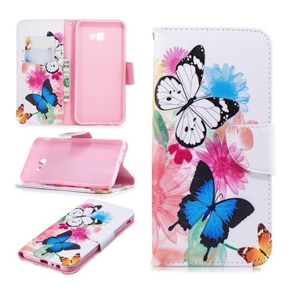 Wonderland Samsung Galaxy J4 Plus (2018) etui -  Sommerfugle og Blomster Multicolor