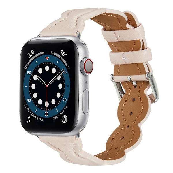 Apple Watch Series 8 (45mm) / Watch Ultra klockarmband i äkta läder med kanderade hajar - Rosa Rosa