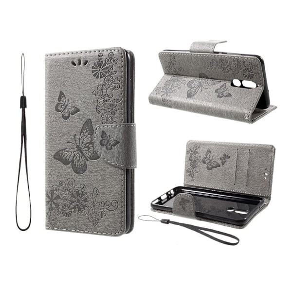 Butterfly läder Huawei Mate 10 Lite fodral - Silver/Grå Silvergrå