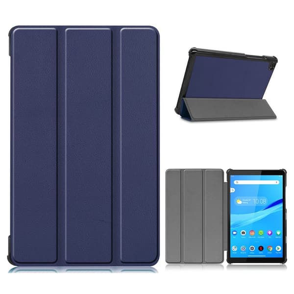 Lenovo Tab M8 Simple Trippelt Lær Flippetui - Mørkeblå Blue