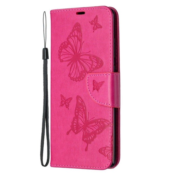 Butterfly Samsung Galaxy Note 20 Flip Etui - Rose Pink