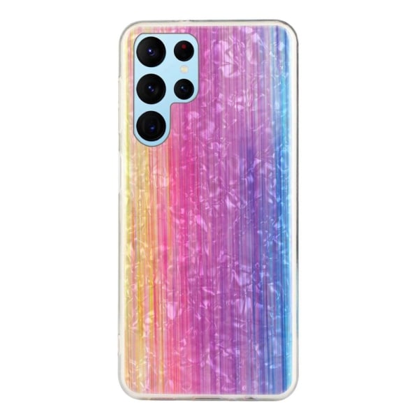 Deco Samsung Galaxy S22 Ultra Etui - Lyserød Regnbue Multicolor