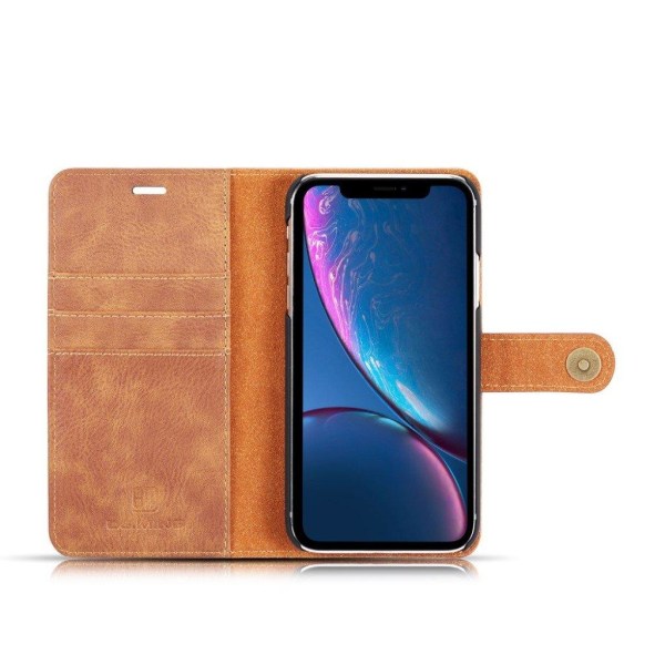 DG.MING iPhone Xr 2-in-1 lompakkokotelo - Ruskea Brown