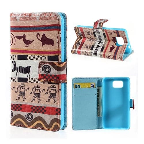 Moberg (Tribal Animals) Samsung Galaxy Alpha Lær Flipp Case Multicolor