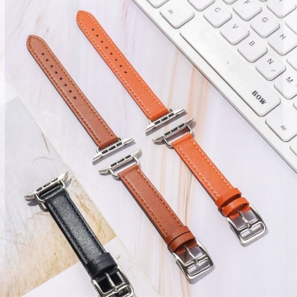 Apple Watch (41mm) simple leather watch strap - Orange Orange