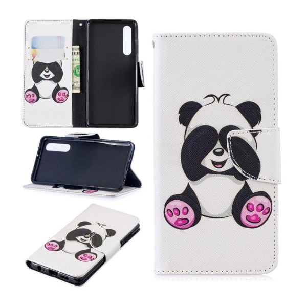 Huawei P30 kuosillinen nahkainen flip Suojakotelo - Suloinen Panda Multicolor