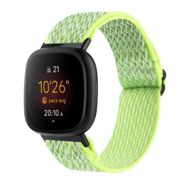 Fitbit Sense 2 / Versa 4 elastic nylon watch strap - Bright Yell Grön
