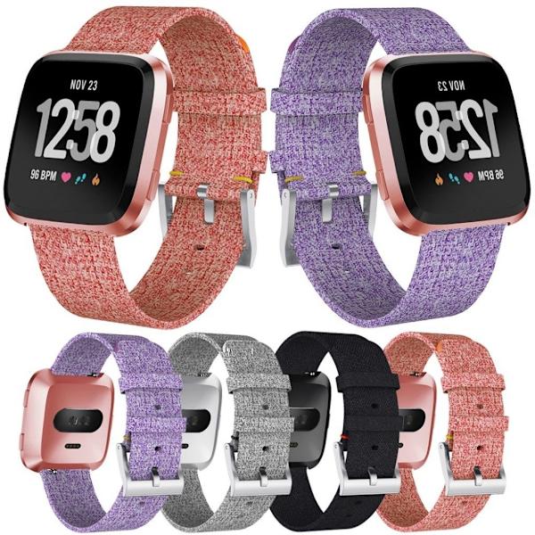 Fitbit Versa erstatnings urrem i stofmateriale med klassisk spænde - Orange Orange