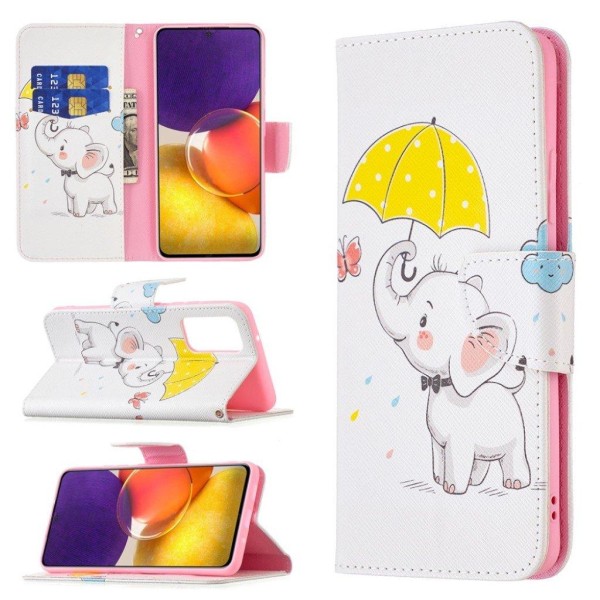 Wonderland Samsung Galaxy A82 5G Flip etui - Elefant holder en paraply Multicolor