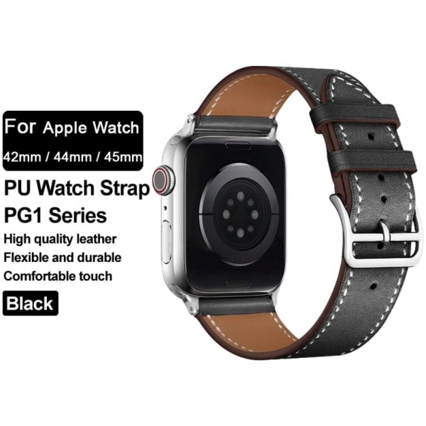 IMAK Apple Watch (45mm) PG1 series leather watch strap - Black Svart