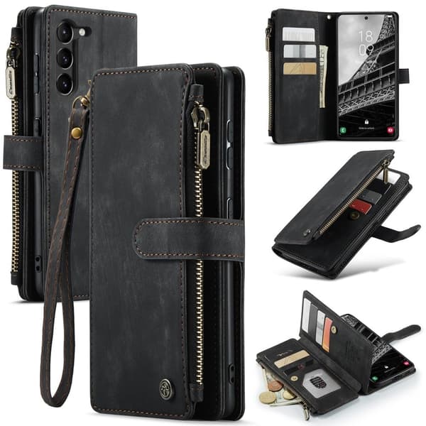 CaseMe Samsung Galaxy S23 Plus etui med lynlås og pung - Sort Black