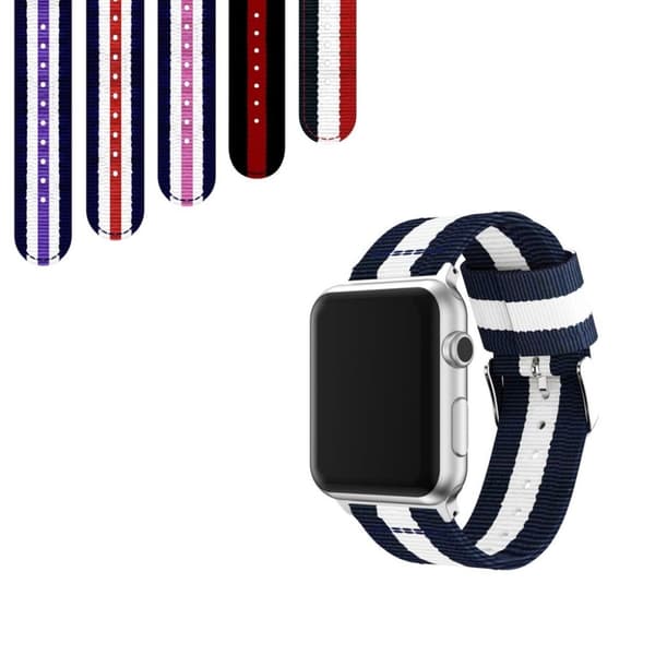 Apple Watch Series 4 44 mm klockarmband i vävd nylon - Blå / Vit Blå