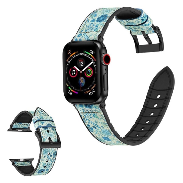 Apple Watch Series 6 / 5 40mm silikone + læderbelagt urrem - Møn Blue