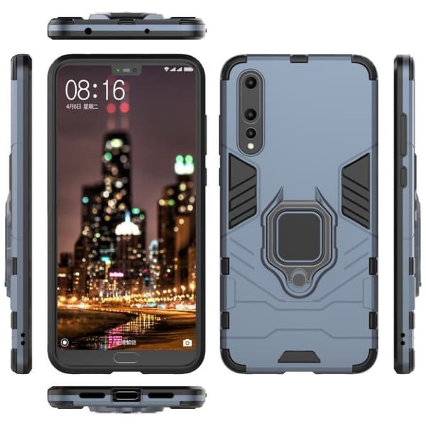 Huawei P20 Pro beskyttelses deksel av hybrid materiale - mørke blå Silver grey