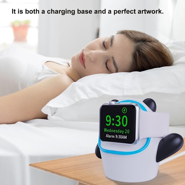 Apple Watch (45 mm) / (41 mm) laddningsstation i silikon med söt pandastil - Gulgrön Grön