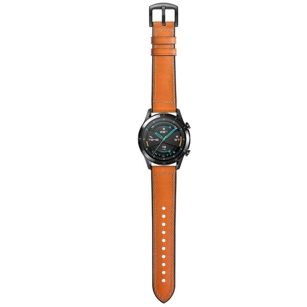 Huawei Watch GT 2 46mm klockarmband i äkta läder - Ljusbrun Brun