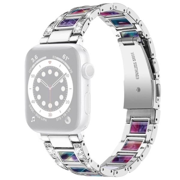 Apple Watch Series 8 (45mm) / Watch Ultra rhinestone urrem i rustfrit stål - Sølv / Lilla Grøn Blanding Multicolor