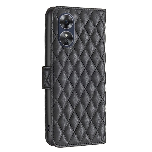 Rhombus mat Oppo A17 flip etui - Sort Black