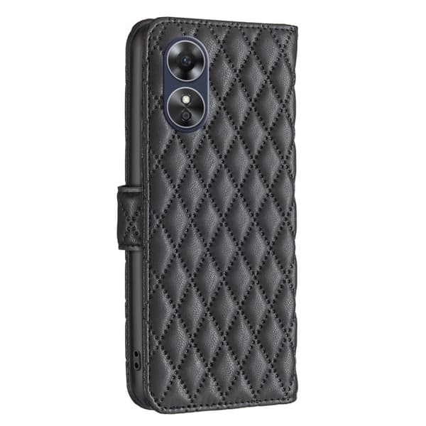 Rombemønster, matt flip-deksel for Oppo A17 - Svart Black