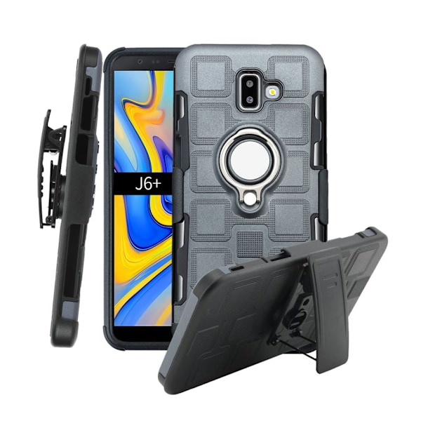 Samsung Galaxy J6 Plus (2018) hybridfodral med geometriskt mönster - Grå Silvergrå