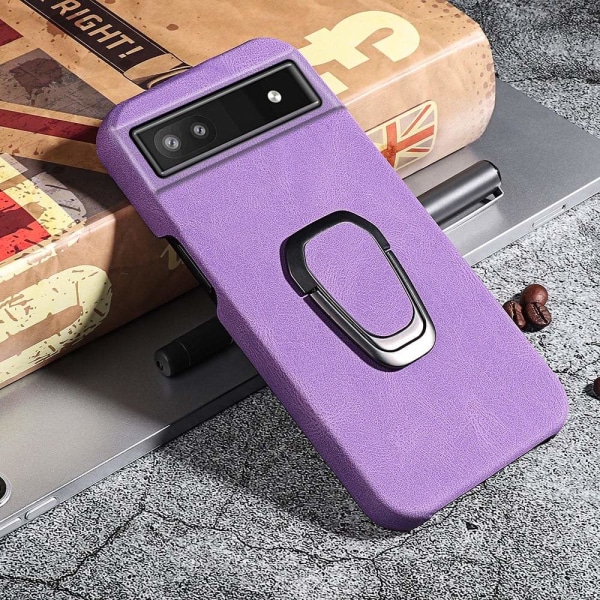 Shockproof leather cover with oval kickstand for Google Pixel 6a Lila