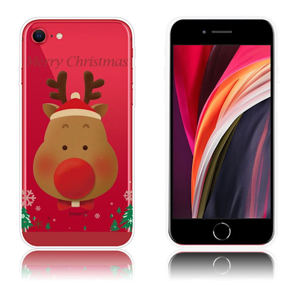 Juleveske til iPhone SE 2020 - Elg Med Rød Nese Brown