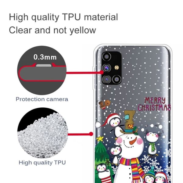 Juletaske til Samsung Galaxy M31s - Snemand Transparent