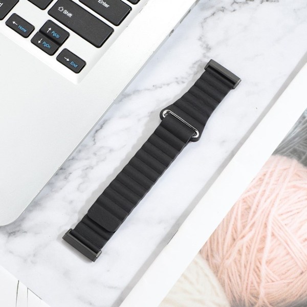 Fitbit Versa 3 äkta läder klockarmband - svart Svart