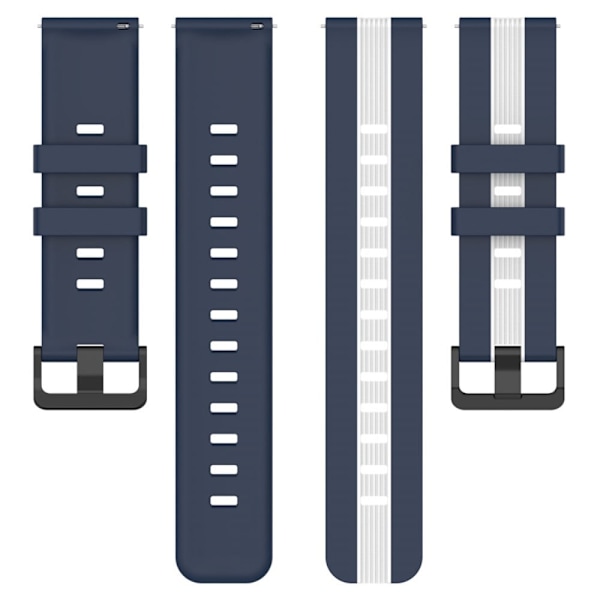 20 mm universalarmband i tvåfärgad silikon - Midnattsblå / Vit Blå