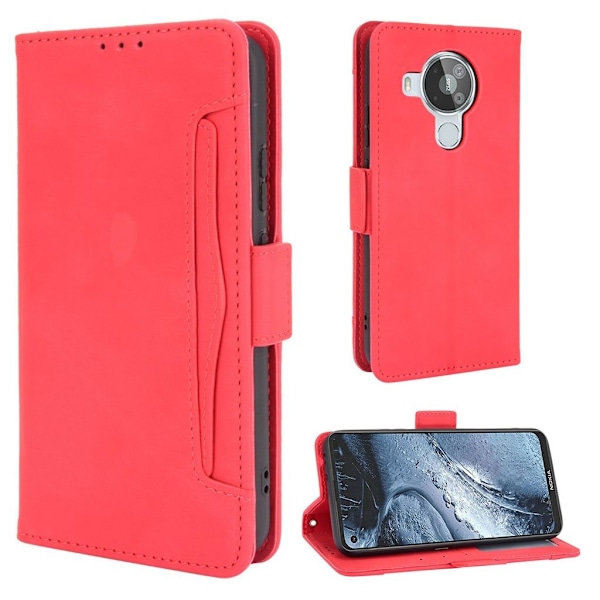 Modern-styled Lær Lommebok Etui til Nokia 7.3 - Rød Red